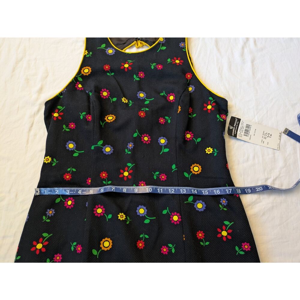 Vintage 90s Y2K Donna Ricco Retro Floral Sheath Dress Daisy Keyhole Back 12 HTF - Picture 6 of 13